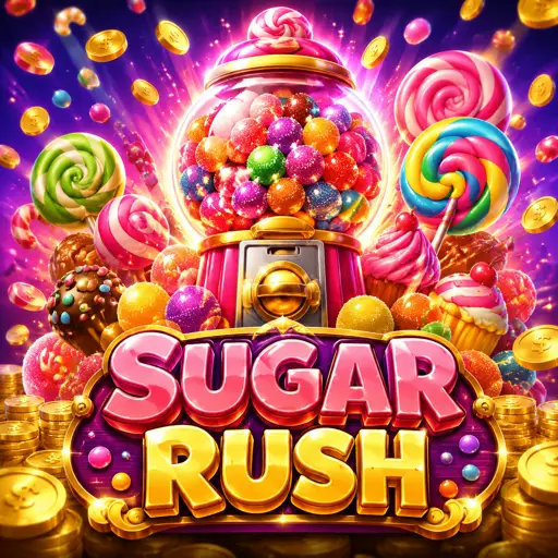 Doces e algodão-doce no slot colorido Sugar Rush